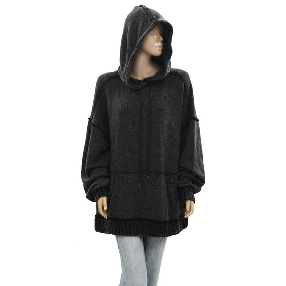Free People We The Free Stand Up Hoodie Top Oversized Pullover Solid L 276612 - Picture 5 of 11